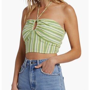 NWT Billabong Bright Side Stripe Keyhole Halter Crop Top